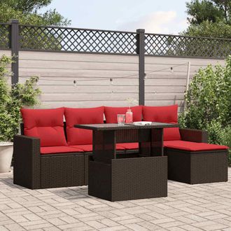 vidaXL Vidaxl Set Divani Da Giardino 6 Pz Con Cuscini Marrone In