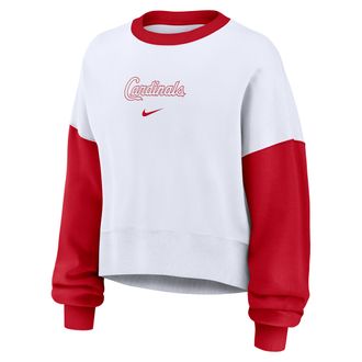 Nike St. Louis Cardinals Primary Nike Womens MLB Pullover Crew in White | 01D7061NSCN-9HV