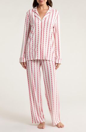 Nordstrom Moonlight Eco Knit Pajamas in Ivory- Red Painted Heart Chain at Nordstrom, Size X-Large