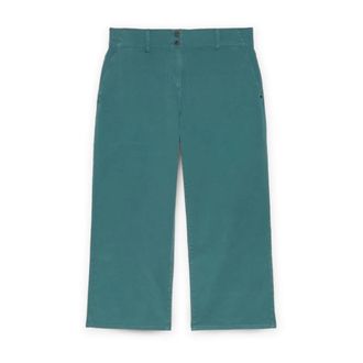 Fiorella Rubino Gecropte Katoenmix Broek - Dames - Vrijetijds broeken - Blauw - XL - Katoen - Broeken