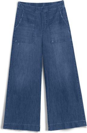 Frank & Eileen Madeline Wide Leg Jeans in Distressed Indigo Washed Denim at Nordstrom, Size X-Large