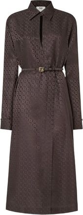 Fendi Abito Chemisier Midi In Seta Ff Jacquard-Donna