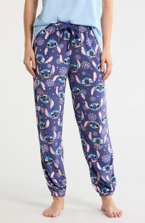 Lilo & Stitch Stitch Snowflake Microfleece Pajama Pants in Navy Print at Nordstrom Rack, Size X-Large