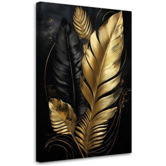 Artgeist Artgeist - Quadro su tela, Foglie di palma in bianco e oro Loft - 40x60