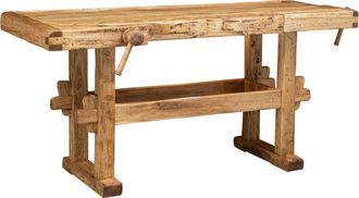 Biscottini International Biscottini - Banco De Trabajo De Estilo Country De Madera Maciza De Tilo Acabado Con Efecto Natural L194xpr84xh90 Cm