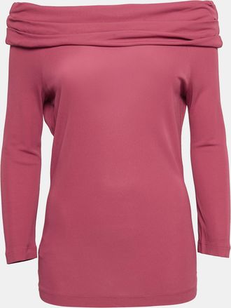 Moschino Cheap And Chic Pink Stretch Knit Off Shoulder Top