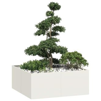 Berkfield Home Planter White 100x100x40 cm Steel | Size: 100 x 100 x 40 cm