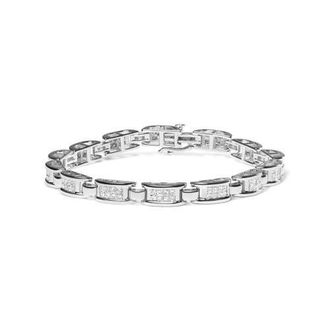 House of Brilliance 14K White Gold 3.0 Cttw Princess Diamond Link and Buckle Tennis Bracelet at Nordstrom