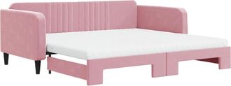 vidaXL Sof&aacute; Cama Nido Con Colch&oacute;n Terciopelo Rosa 100x200 Cm Vidaxl