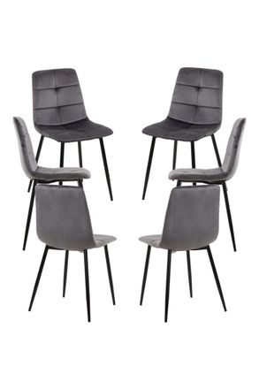Regalos Miguel Packs Sillas Comedor - Pack 6 Sillas Daris Terciopelo - Gris Oscuro