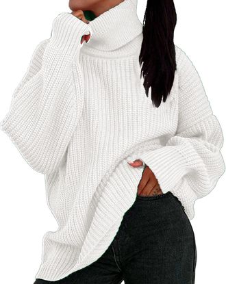 Generic Ladies Polo Neck Jumpers Oversized Chunky Cable Knit Jumper Autumn Winter Turtleneck Sweater Knitted Pullover Sweaters Dressy Casual High Neck Knitwea