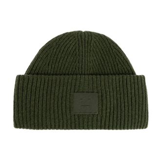 Acne Studios Beanies, unisex, Green, Size: ONE SIZE Face Logo Beanie - Yak