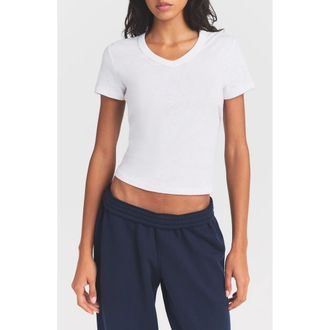 SKIMS Worn In Jersey V-Neck Baby Tee in Snow at Nordstrom, Size Xx-Small