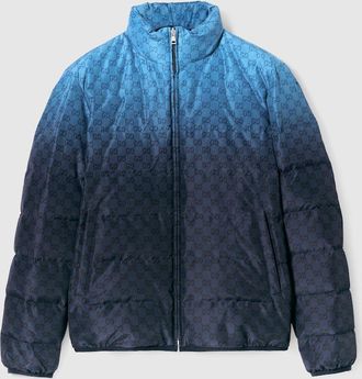 Gucci Printed Technical Poplin Zip Jacket, Size 44, Blue, Ready-to-wear
