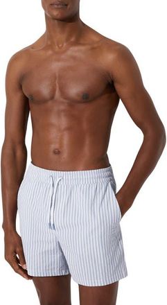 Reiss Bay Swim Trunks in Soft Blue/White at Nordstrom, Size Xx-Large