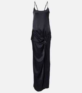 The Attico Gathered satin slip dress