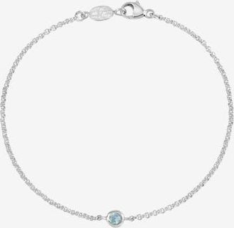 Dower & Hall Single Aquamarine Dewdrop Chain Bracelet in Sterling Silver at Nordstrom, Size Medium
