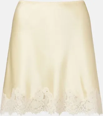 D&ocirc;en Giulietta lace-trimmed silk miniskirt