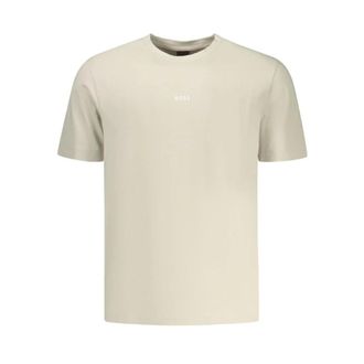 HUGO BOSS Hugo, T-Shirts, male, Beige, Size: 2XL Cotton Crew Neck T-Shirt