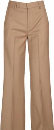 Dondup Klassieke wollen pantalon - Dames - Wijde Broeken - Bruin - M - Wol - Broeken