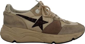 Golden Goose Running Sole Panelled Sneakers in White Nylon and Suede