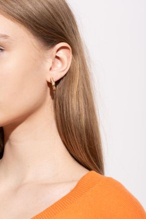 Fendi Earrings With Shimmering Crystals, Womens, Gold