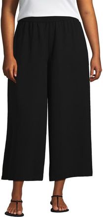 Lands End Creaseless High Rise Palazzo Crop Pants in Black at Nordstrom, Size 1 X