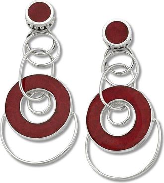 Samuel B. Silver Coral Circle Link Earrings