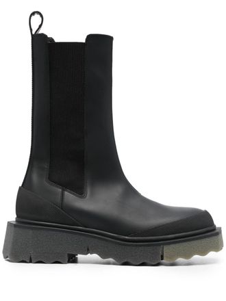 Off-white Chelsea leren laarzen - Zwart