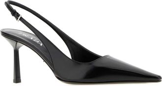 Prada Womens Black Leather Pumps Nero Scarpe Con Tacco High Heel Shoes