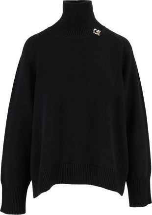 Fabiana Filippi Maglia Collo Alto Cropped in Merinos - Dames - Coltruien - Blauw - XS - Wol - Truien & Vesten