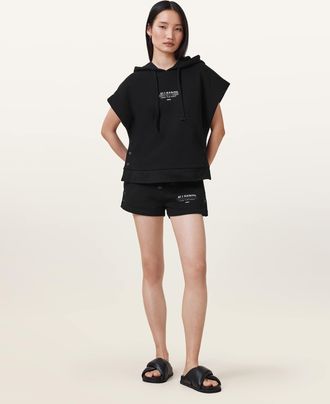 AllSaints Cotton Sorri Redact Logo Sweat Shorts, Size: XS