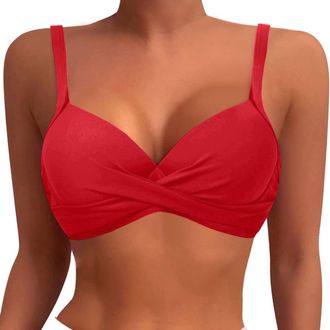 Generic Women Bikini Bras Adjustable Strappy Bikini Bra Summer Paded Swim Top Gathering Bathing Suit Tops for Ladies with Underwire Swimsuit Swimwear Swimming