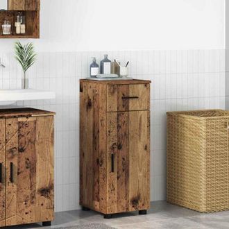 vidaXL Bathroom Cabinet with Drawer with Door Old Wood 30 x 35 x 80 cm vidaXL