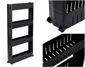 OEM Estanter&iacute;a M&oacute;vil Para Ba&ntilde;o Y Cocina Con Ruedas, 4 Estantes, Negra, Tipo Loft