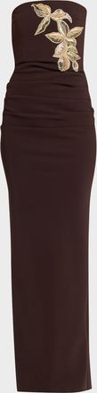 La Petite Robe Di Chiara Boni Nitra Strapless Bead Applique Column Gown