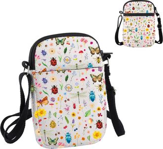 Generic PYOUL Bug Insect Lover Gift Botanical Bug Design Crossbody Bag Entomologist Travel Bag Pole Entomology Graduation Gift (Botanical Bug CB)