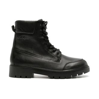 Calvin Klein Jeans Enkellaarsjes - Heren - Veterlaarzen - Zwart - 44 EU - Leer - Schoenen
