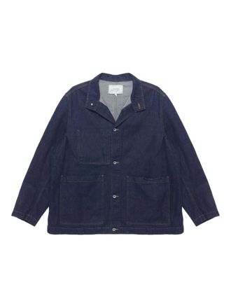 STUDIO NICHOLSON crinkle denim jacket - men - Cotton - S - Blue