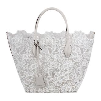 Ermanno Scervino Tote Bags, female, White, Size: ONE SIZE Floral Embroidery Shopper Bag
