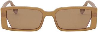 Fendi FE40164I44J Rectangle Full Rim Sunglasses - Orange