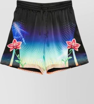 Casablanca silk floral-print drawstring deck shorts