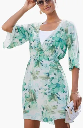 Lascana Womens Floral Layered Look Dress in Blue Multi at Nordstrom, Size 10