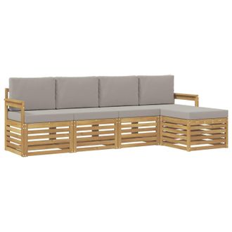 vidaXL Conjunto De Sof&aacute;s De Exterior 5 Pcs Blanco Y Gris Claro Vidaxl