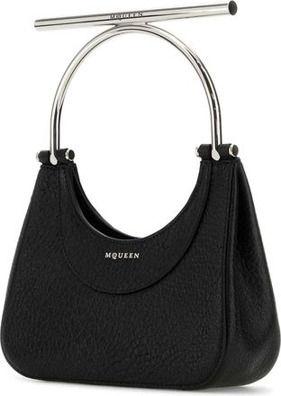 Alexander McQueen Womens Mini Cross-Bar Shoulder Bag Black Lamb