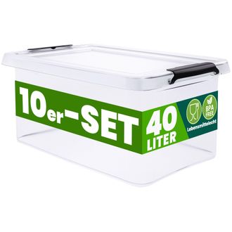 Deuba Caja Almacenaje Apilable Contenedor Transparente Orden Almacenamiento Organizador Libre De Bpa Cesta Juguetes Libros Ropa Mantas Alimentos 10x40l (de)
