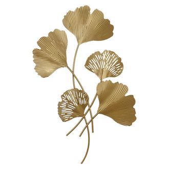 OEM Decoraci&oacute;n De Pared De Metal, Escultura Colgante De Hierro Que Imita Hojas De Ginkgo En 3d Para Sala De Estar U Oficina