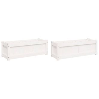 Berkfield Home Garden Planters 2 pcs White Solid Wood Pine