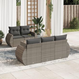 vidaXL Vidaxl - Set De Muebles De Jard&iacute;n 6 Pzas Y Cojines Rat&aacute;n Sint&eacute;tico Gris