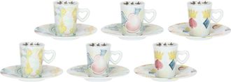 Thun Thun Set 6 Tazzine Espresso Con Piattini In Porcellana, Collezione Incanto Di Primavera, 7,5x6 Cm